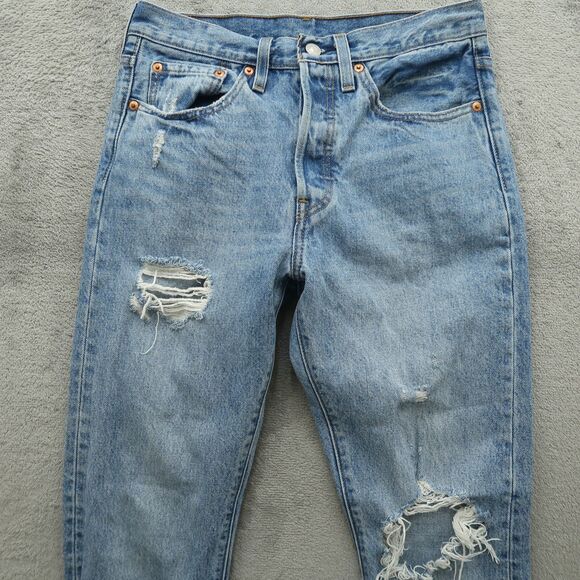 Levi's 501's Jeans Women's Size 26 High-Rise Skinny Denim 28" Inseam Destroyed - Picture 15 of 16